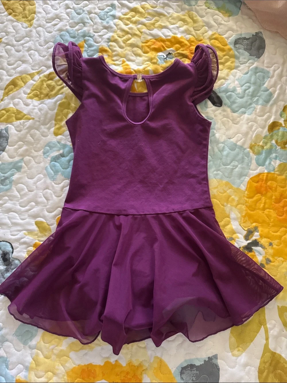 Girls' Purple Ballet Dress Leotard with Skirt